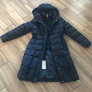 cole haan quilted coat with inner bib
